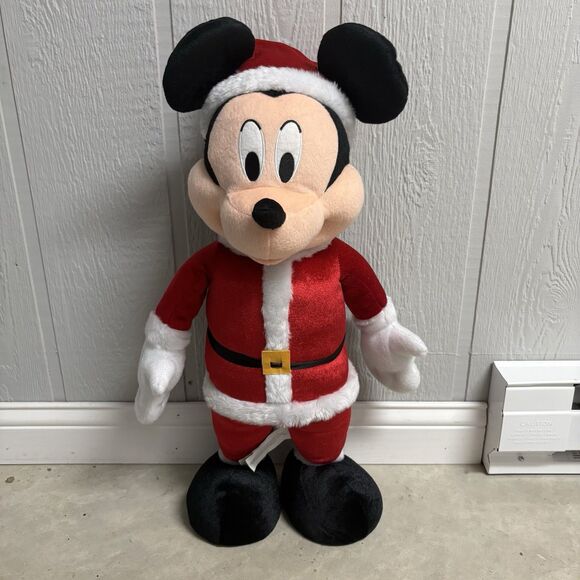Disney Singing Mickey Mouse Santa Standing Plush Holiday Decoration - Picture 1 of 7